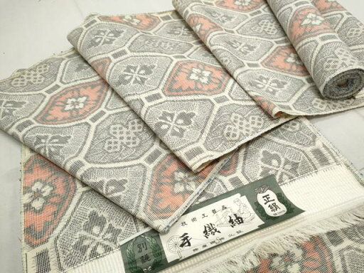 平和屋着物▼手織紬 反物 吉祥花文 着尺 逸品 未使用 CAAV0492th 平和屋着物▼手織紬 反物 吉祥花文 着尺 逸品 未使用 CAAV0492th