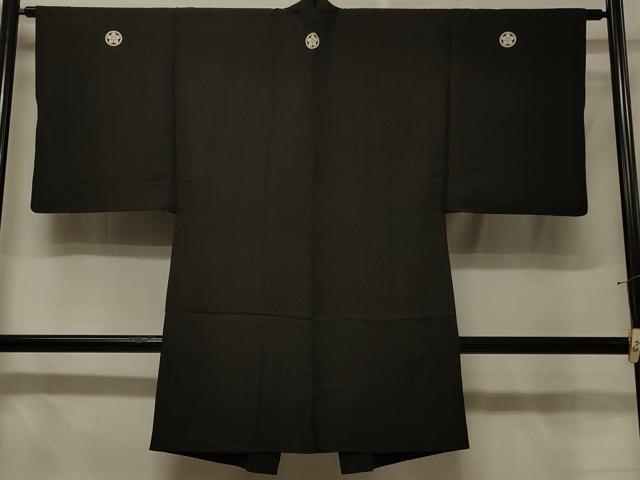 平和屋着物＃男性　長羽織　黒紋付き　正絹　逸品　CABE5344in
