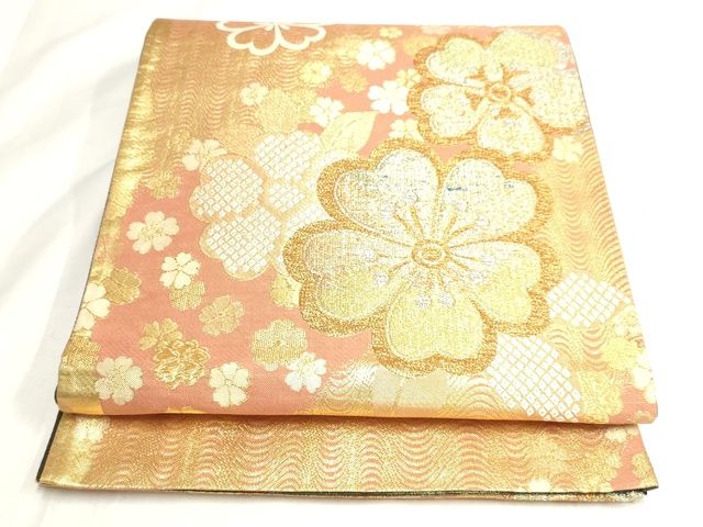 平和屋着物◎六通柄袋帯　草花文　金銀糸　正絹　逸品　AAAL8960Bcx