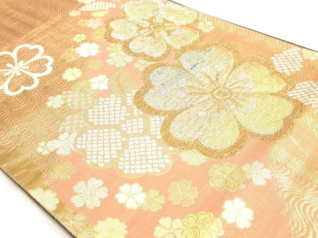 平和屋着物◎六通柄袋帯　草花文　金銀糸　正絹　逸品　AAAL8960Bcx