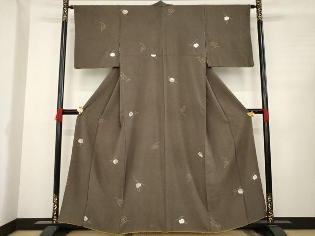 Kimono - 平和屋着物●上質な小紋　舞花文　金彩　正絹　逸品　AABC5627ck