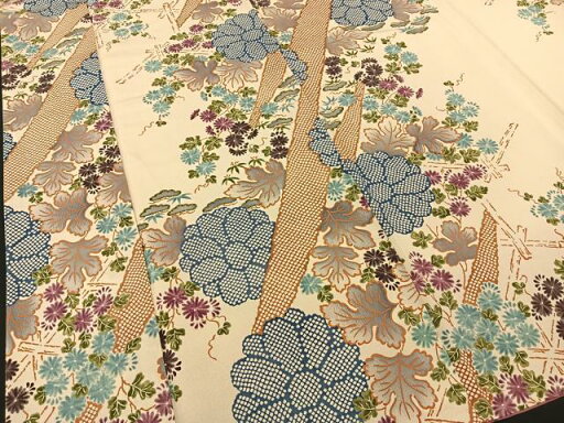 平和屋着物●上質な小紋 竹垣草花文 正絹 逸品 BAAN3340fw 平和屋着物●上質な小紋 竹垣草花文 正絹 逸品 BAAN3340fw