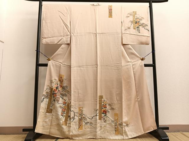 平和屋着物■訪問着 短冊浜松花文 金彩 正絹 逸品 BAAO4662ui