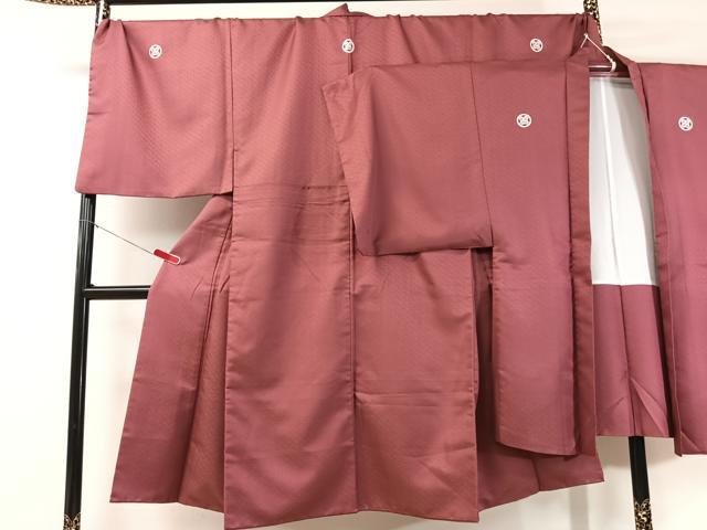 平和屋着物●男性 色紋付 羽織セット 紗綾型地紋 浅蘇芳色 キングサイズ 洗える着物 CABB5038vp