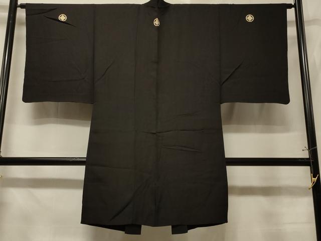 Uramono - 平和屋着物＃男性　長羽織　黒紋付き　正絹　逸品　CABE5346in