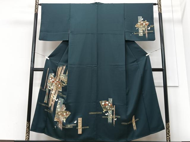 平和屋着物■訪問着 扇面舞蝶文 金彩 正絹 逸品 CABF4963xe
