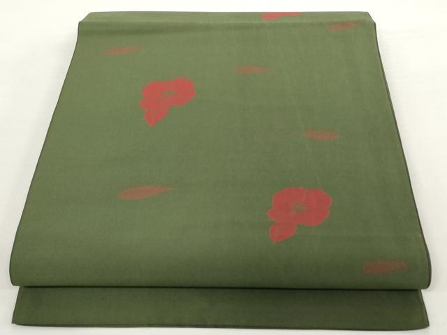 平和屋着物●吉永小百合　全通柄袋帯　椿　正絹　逸品　AAAO2101az