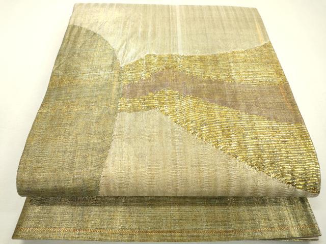 平和屋着物▼太鼓柄袋帯　幾何学　金糸　正絹　逸品　DABC6468fe