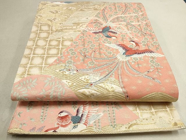 平和屋着物◎六通柄袋帯 唐織 重ね瀬間鳳凰花文 金糸 逸品 DAAH9446mz