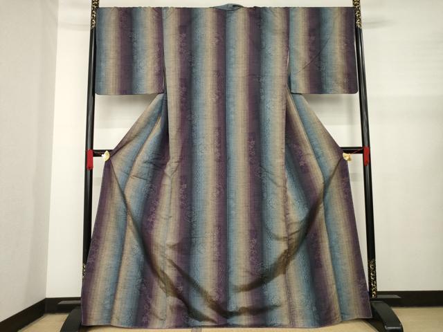 平和屋着物●上質な紬　短冊花間道　正絹　逸品　未使用　AAAY7325ck