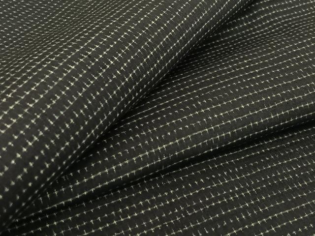 平和屋着物▽上質な紬　単衣　蚊絣　黒地　正絹　逸品　AABF2523jh