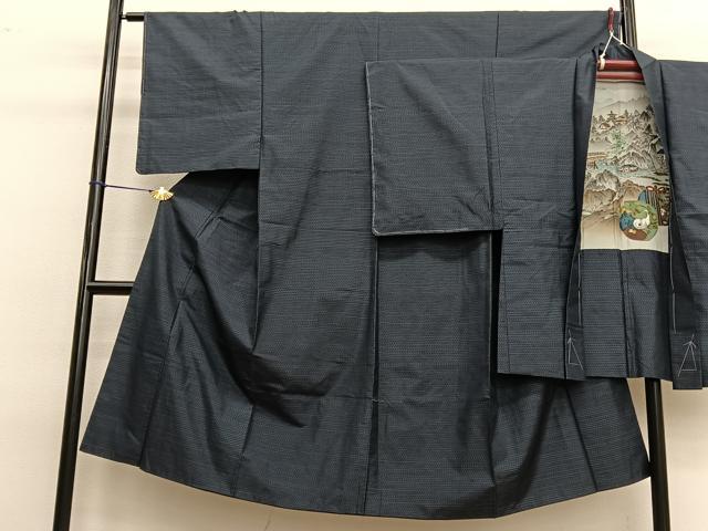 平和屋着物■男性 本場大島紬 アンサンブル 格子柄 正絹 逸品 BAAT6851hv