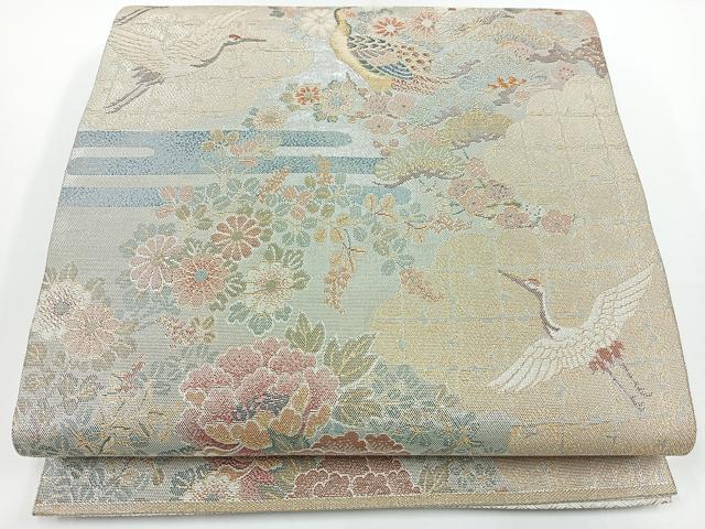 平和屋着物◎佐賀錦　六通柄袋帯　花鳥文　金銀糸　正絹　逸品　CAAW9713nb