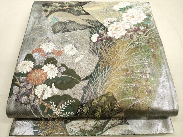 平和屋着物◎六通柄袋帯　唐織　殿上銘錦紋　金銀糸　正絹　逸品　DABB8135xg