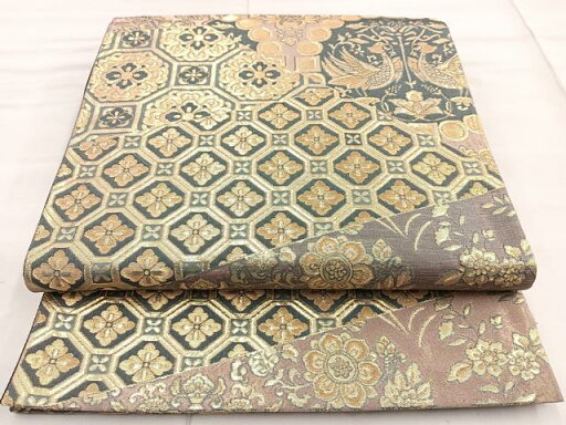 平和屋着物◎六通柄袋帯 切嵌蜀江花鳥文 金糸 正絹 逸品 BAAN5131cm 平和屋着物◎六通柄袋帯 切嵌蜀江花鳥文 金糸 正絹 逸品 BAAN5131cm