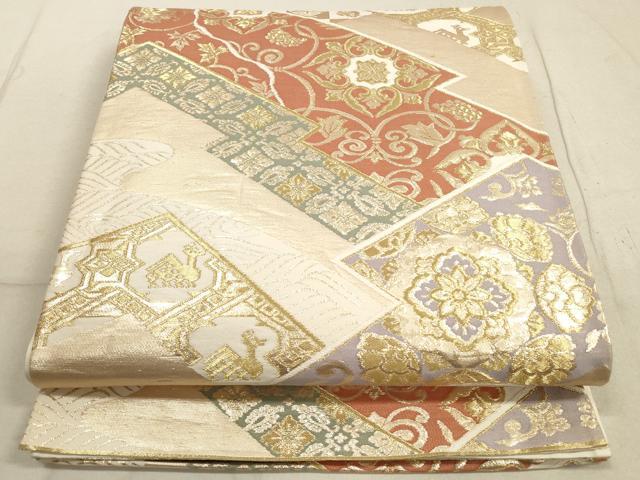 Rakuten - 平和屋着物◎六通柄袋帯 名物裂 金糸 正絹 逸品 DABB8314xg
