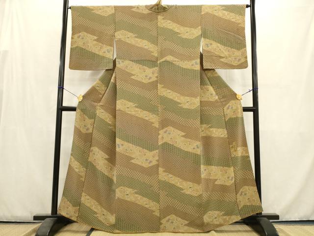 平和屋着物■人間国宝・南部芳松の息子　伝統工芸伝承者彫刻・南部幸雄　型染　小紋　吉祥花鳥文　正絹　逸品　AABC7388ma