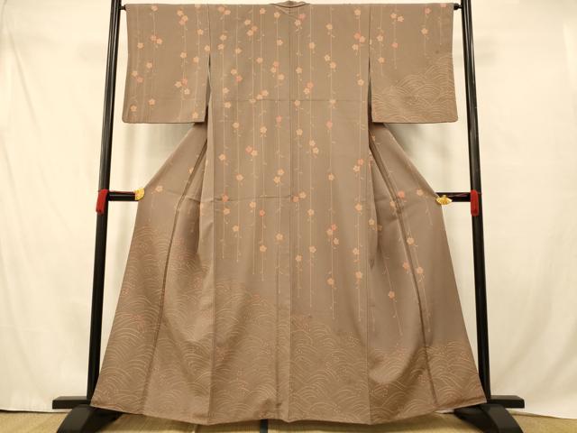 平和屋着物■訪問着　枝垂れ桜立波文　正絹　逸品　AABD6887fw