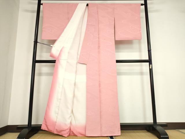 平和屋着物●上質な色無地　片輪車地紋　桃色　正絹　逸品　DAAY9959az