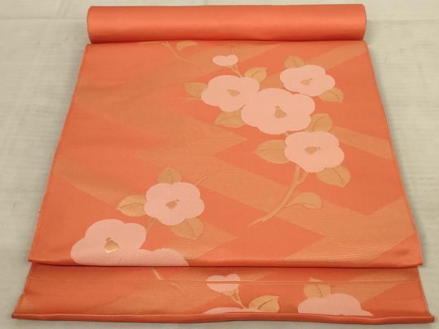 平和屋着物▼西陣　名古屋帯　帯反物　枝椿　金糸　正絹　逸品　未使用　AAAX2454ru