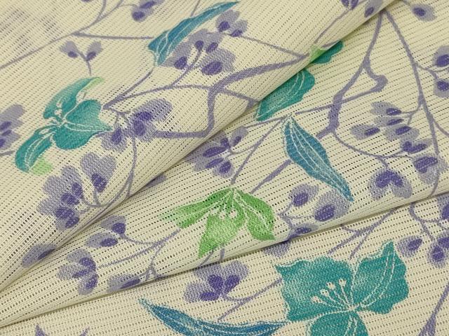 Rakuten - 平和屋着物＊夏物　小紋　絽　枝花文　洗える着物　AABE9037jd