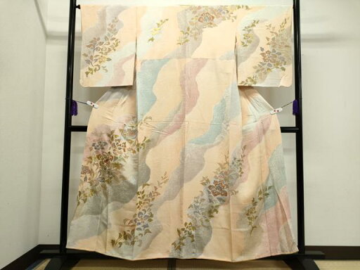 平和屋着物●訪問着 刺繍 道長草花文 暈し染め 金彩 正絹 逸品 CAAL8784ze 平和屋着物●訪問着 刺繍 道長草花文 暈し染め 金彩 正絹 逸品 CAAL8784ze