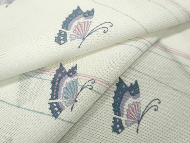 平和屋着物＊夏物　小紋　絽　舞蝶文　洗える着物　CAAT4027ut