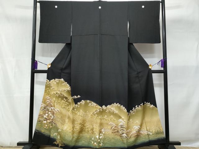 Rakuten - 平和屋着物■黒留袖　駒刺繍　吉祥花文　梅　松　金銀彩　洗える着物　CABA7921fb