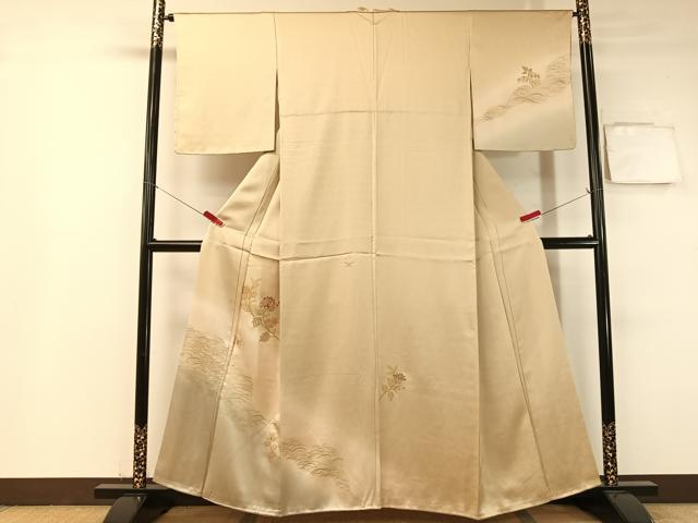 平和屋着物●訪問着　竹屋町刺繍　更紗花蝶文　暈し染め　金彩　正絹　逸品　CABB5058vp