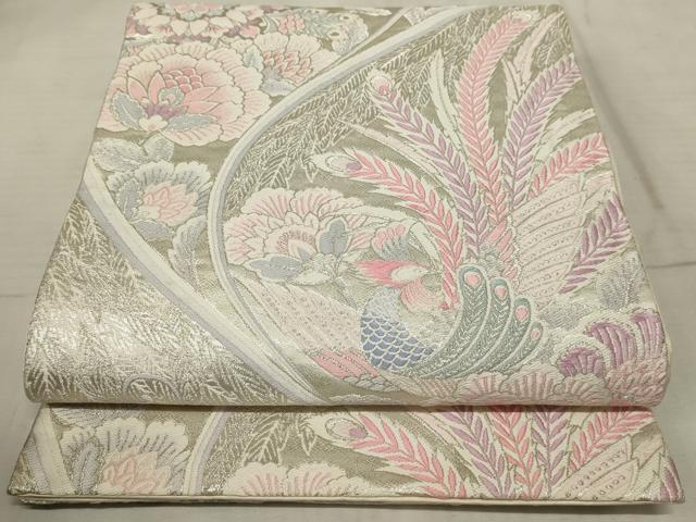 Rakuten - 平和屋着物◎六通柄袋帯　唐織　孔雀更紗花文　銀糸　正絹　逸品　AAAR1887sx