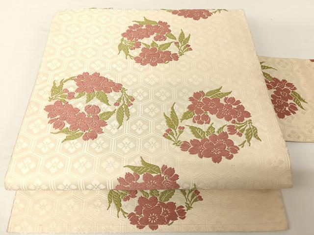 平和屋着物●俵屋　人間国宝　喜多川平朗 有職織物　九寸名古屋帯　唐織　花丸文　正絹　逸品　AABA2585np