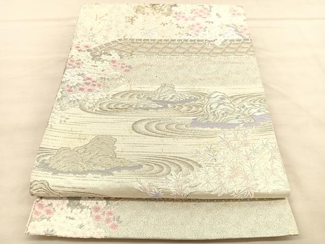 平和屋着物◎六通柄袋帯　唐織　京百景　龍安寺　プラチナ箔　正絹　逸品　BAAU8312hv
