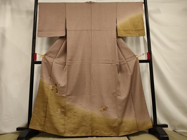 平和屋着物■訪問着 駒刺繍 地紙花文 暈し染め 金銀彩 正絹 逸品 AAAS2089jd