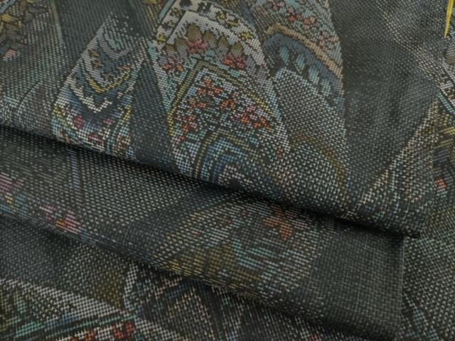 Kimono - 平和屋着物●本場大島紬　カタス7マルキ　更紗花文　正絹　逸品　AABH9959ck