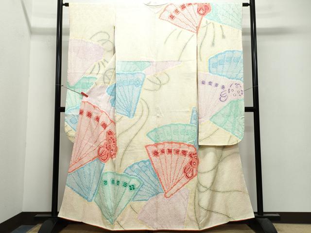 平和屋着物●豪華振袖 絞り 檜扇花文 正絹 逸品 CAAU9670vf