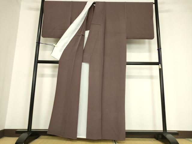 平和屋着物▽上質な色無地　単衣　濃色　正絹　逸品　DAAV5689az
