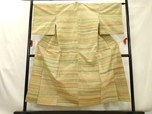 平和屋着物■上質な紬　横段文　正絹　逸品　AABD1554ma