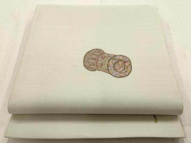 平和屋着物▼中国三大刺繍　相良刺繍　袋帯　鼓　正絹　逸品　AABD7770wj