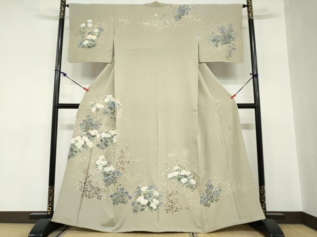 Uramono - 平和屋着物●本加賀友禅作家　鶴見保次　訪問着　草花文　正絹　逸品　DABC2577ud