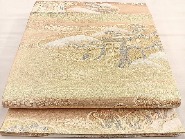 平和屋着物◎六通柄袋帯　御所解雲取文　金銀糸　逸品　BAAJ5955ea