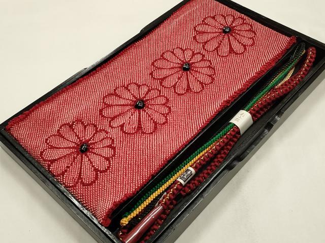Other - 平和屋本店●和装小物　帯締め・帯揚げセット　振袖用　総絞り　菊　金糸　逸品　未使用　AABG8928ay