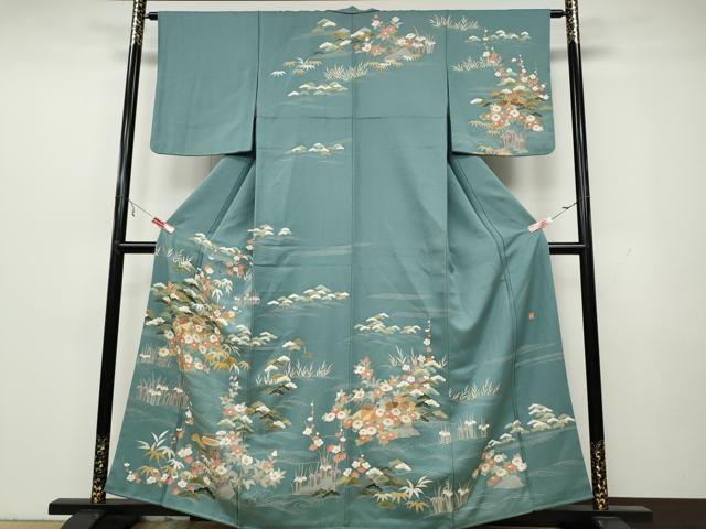 平和屋着物●訪問着　作家物　刺繍　御所解花文　金彩　正絹　逸品　CAAY5181utのサムネイル