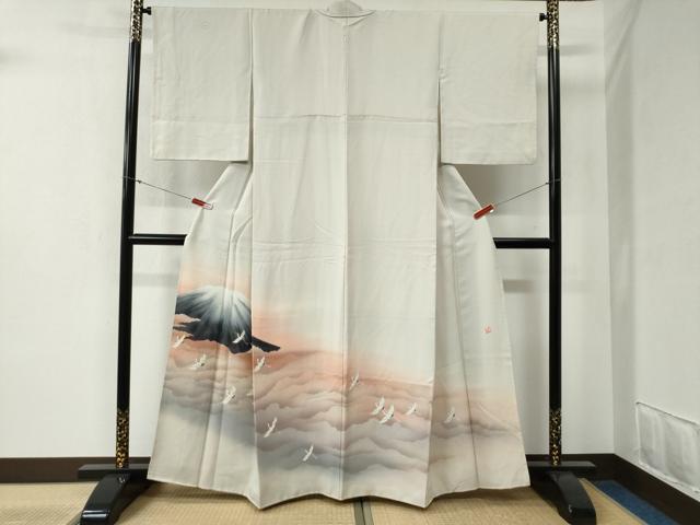 平和屋着物●近代日本画の巨匠　横山大観　じゅらく謹製　訪問着　風景文　暈し染め　正絹　逸品　未使用　AABE7755ck 平和屋着物□極上 近代日本画の巨匠 横山大観 西陣 じゅらく謹製 朝陽