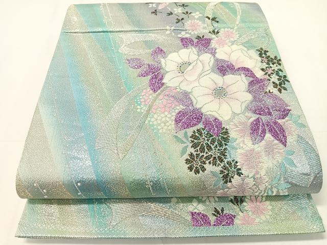 平和屋着物▼六通柄袋帯　唐織　束ね花文　金銀糸　正絹　逸品　CAAY0162vp