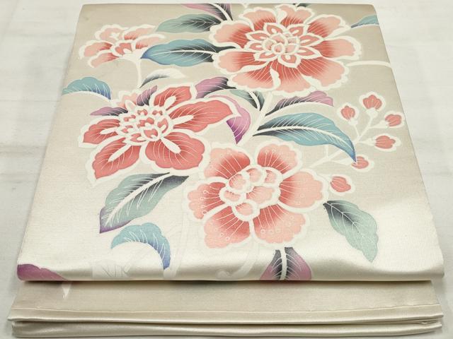 平和屋着物◎太鼓柄袋帯　作家物　草花文　正絹　逸品　DAAT2842qa