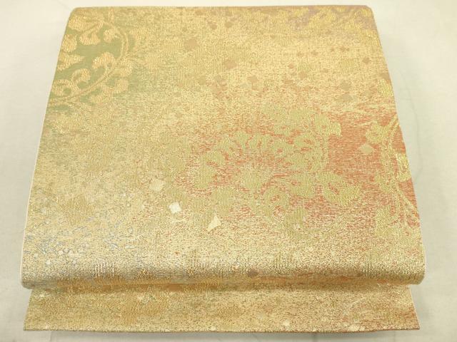 平和屋着物■六通柄袋帯 花唐草文 金糸 正絹 逸品 DAAL4151jm