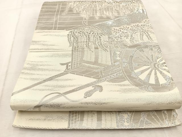 平和屋着物◎六通柄袋帯 葵祭 プラチナ引箔 正絹 逸品 BAAV6558yc