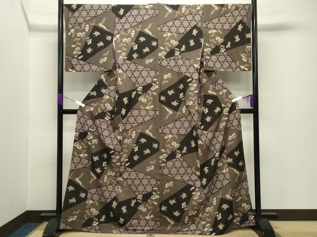 Full-Length Under-Kimono - 平和屋着物●小紋　花鳥文　洗える着物　未使用　CABB0229gh