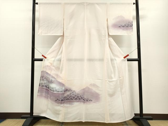 平和屋着物＊夏物 訪問着 絽 霞遠山風景文 たたき染め 正絹 逸品 未使用 CABB2312ze