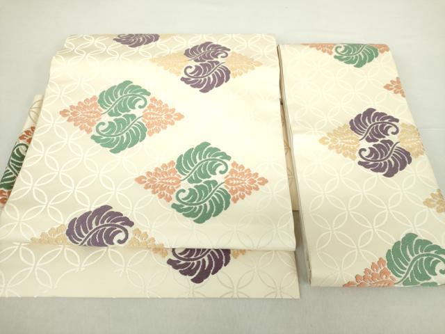 平和屋着物●俵屋　人間国宝　喜多川平朗 有職織物　つけ帯　唐織　花菱文　正絹　逸品　DABA1624ps